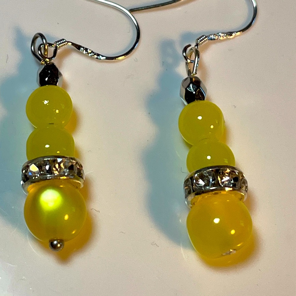 Sparkling Yellow Beaded Earrings